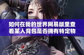 如何在我的世界网易版里查看某人背包是否拥有特定物品