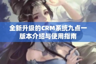 全新升级的CRM系统九点一版本介绍与使用指南