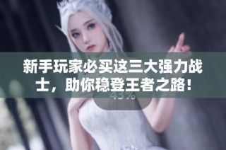 新手玩家必买这三大强力战士，助你稳登王者之路！