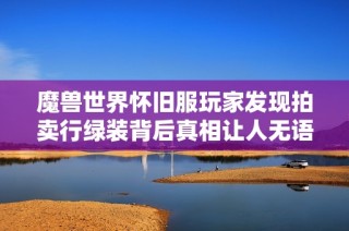魔兽世界怀旧服玩家发现拍卖行绿装背后真相让人无语不已