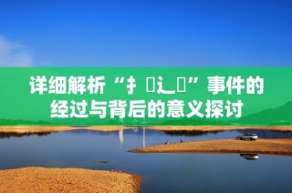 详细解析“扌喿辶畐”事件的经过与背后的意义探讨