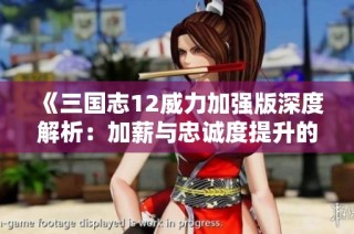 《三国志12威力加强版深度解析：加薪与忠诚度提升的全方位策略》