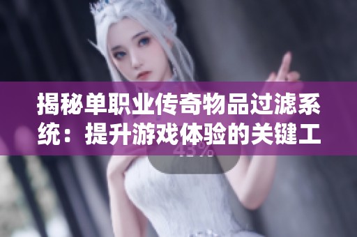 揭秘单职业传奇物品过滤系统：提升游戏体验的关键工具