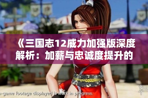 《三国志12威力加强版深度解析：加薪与忠诚度提升的全方位策略》
